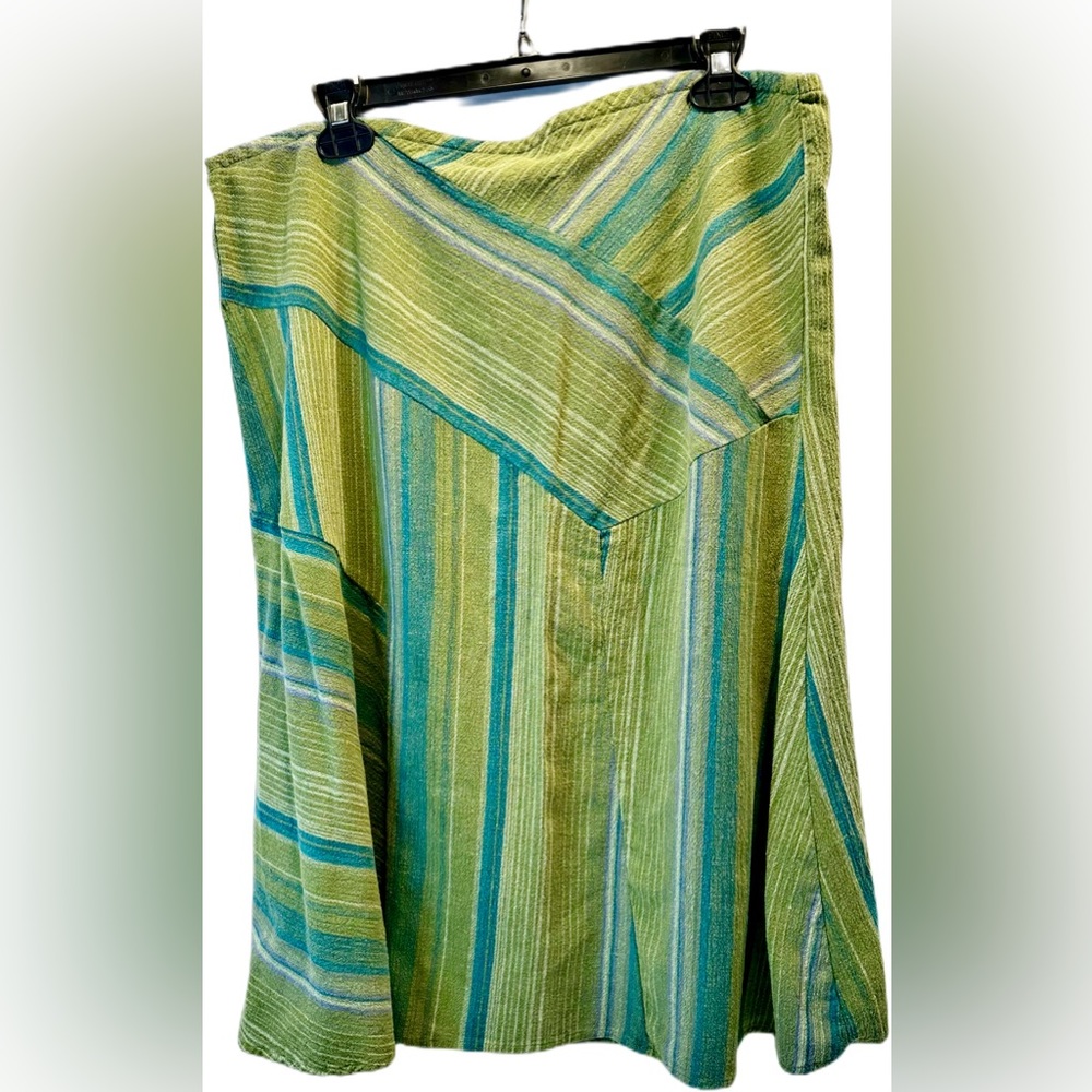White Stag Women's Groovy Green & Purple Striped pull on Skirt size XL 16-18